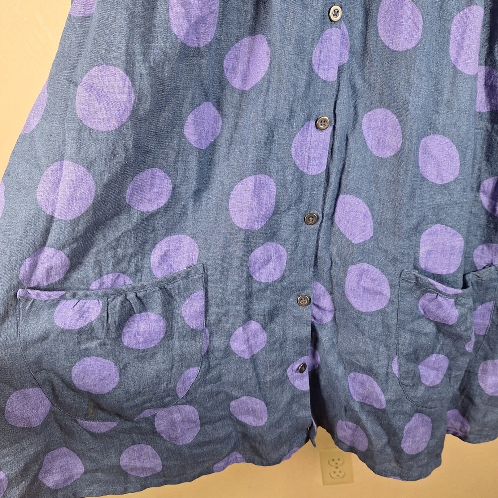 Gudrun Sjoden Polka Dot Cotton Tunic Euro Boho Lagenlook Folk Top Medium - Picture 2 of 8